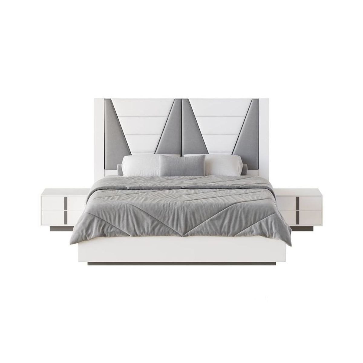 GENERICO - Cama Tapizada Akil Bed Design - 2 Plz - Gris