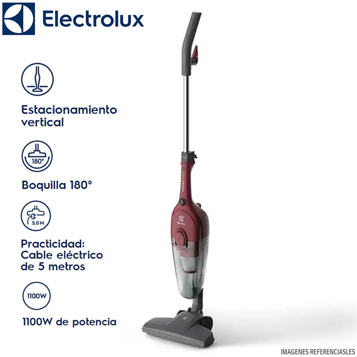 ELECTROLUX - Aspiradora Vertical Electrolux 1100 W con Cable Power Speed ROJO STK13