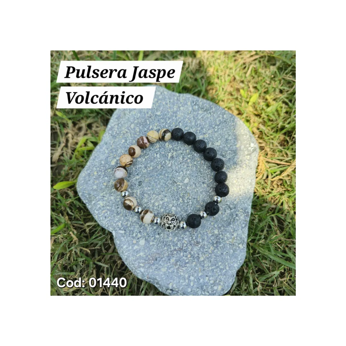 GENERICO - Pulseras para hombre en Piedra Jaspe y Volcanica