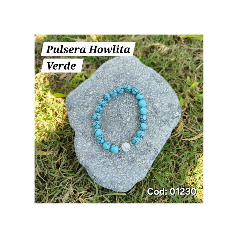 GENERICO - Pulsera para hombre en Piedras Howlita color Verde
