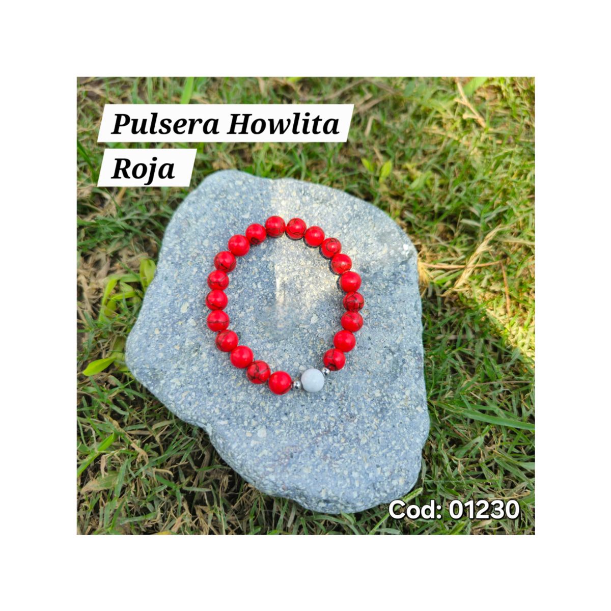 GENERICO - Pulseras para hombre en Piedra Howlita Roja