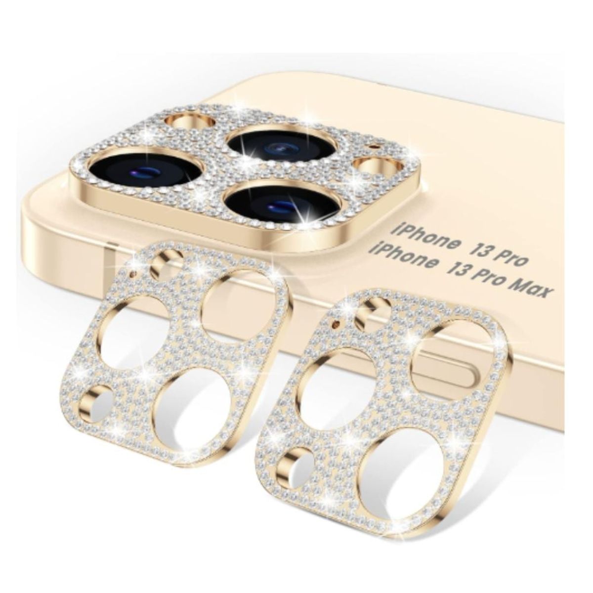 GENERICO - Mica de Cámara Glitter Dorado para iphone 12 pro