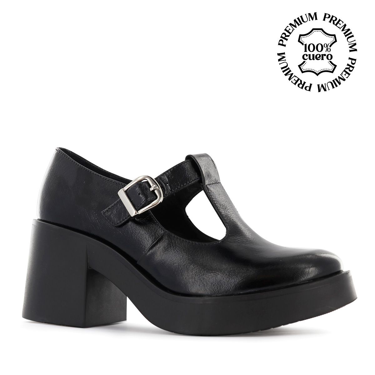ECCO - Zapatos T-Strap Mujer Ecco Oletta02 Negro Cuero Charol