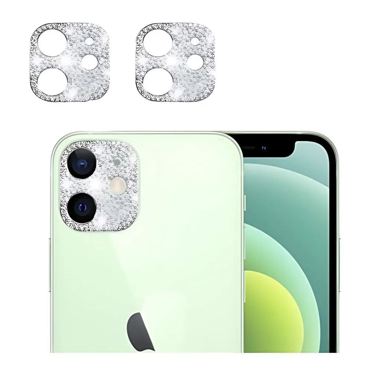 GENERICO - Mica de Cámara Glitter PLATEADO para iphone 12 MINI