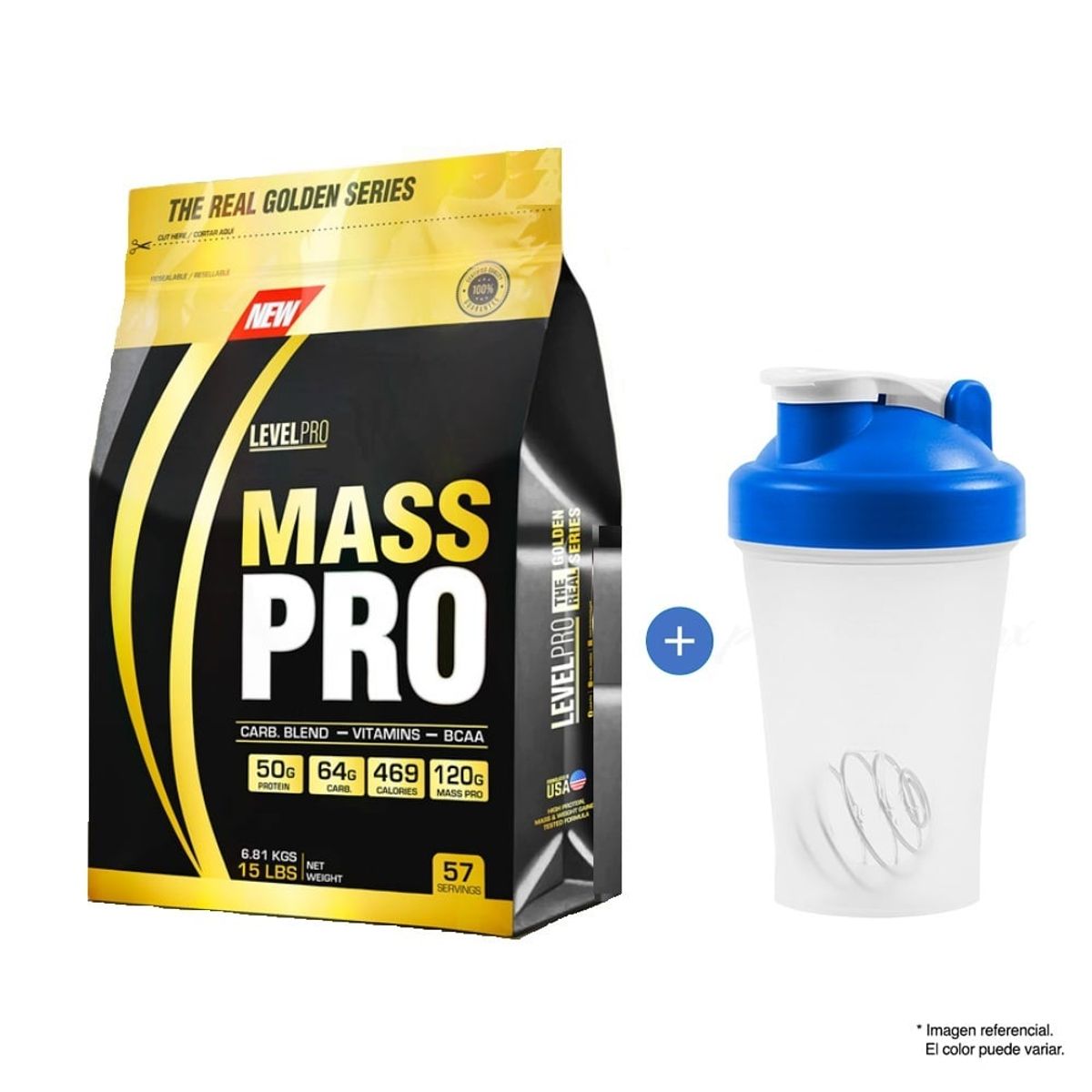 LEVEL PRO - Proteína Level Pro Mass Pro 6.81 kg Vainilla + Shaker