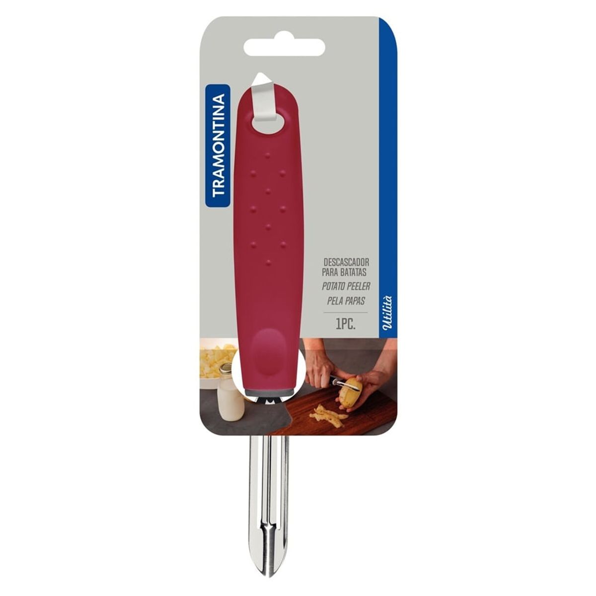 TRAMONTINA - PELADOR DE PAPA TRAMONTINA CON MANGO ROJO