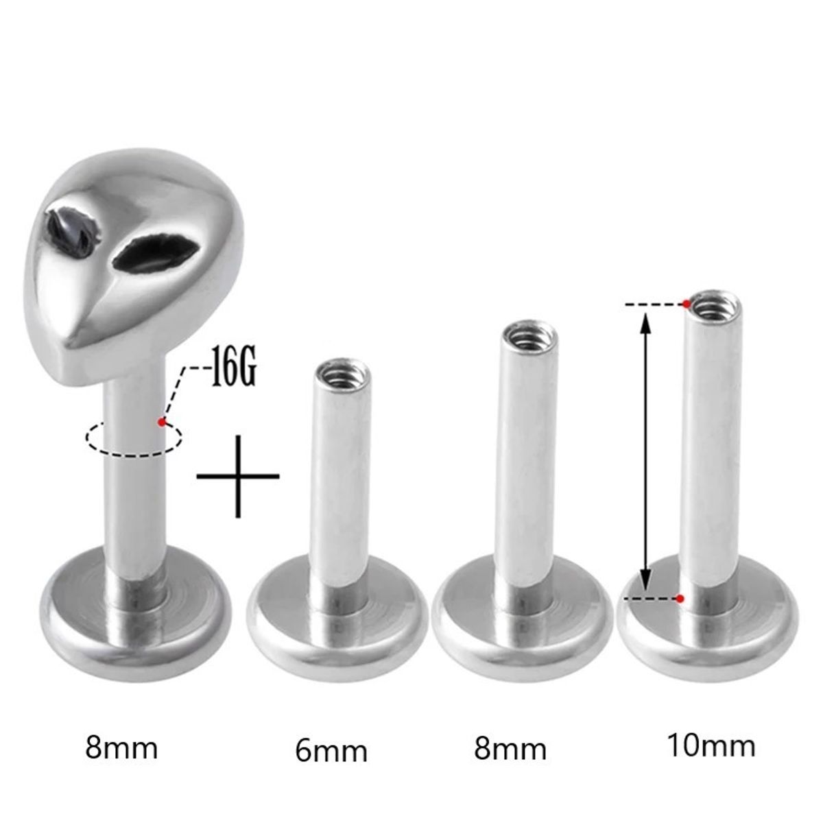 GENERICO - Piercing alien multiusos helix labret lóbulo tragus plateado