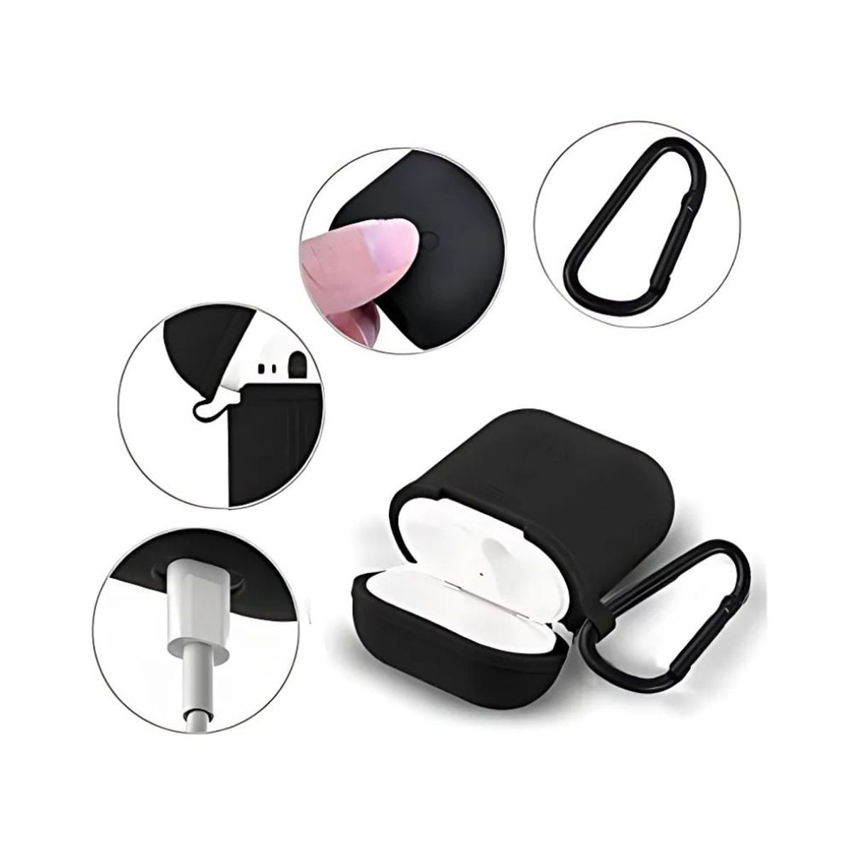 GENERICO - Funda Silicona para Air pods 1era 2da Generación Negro