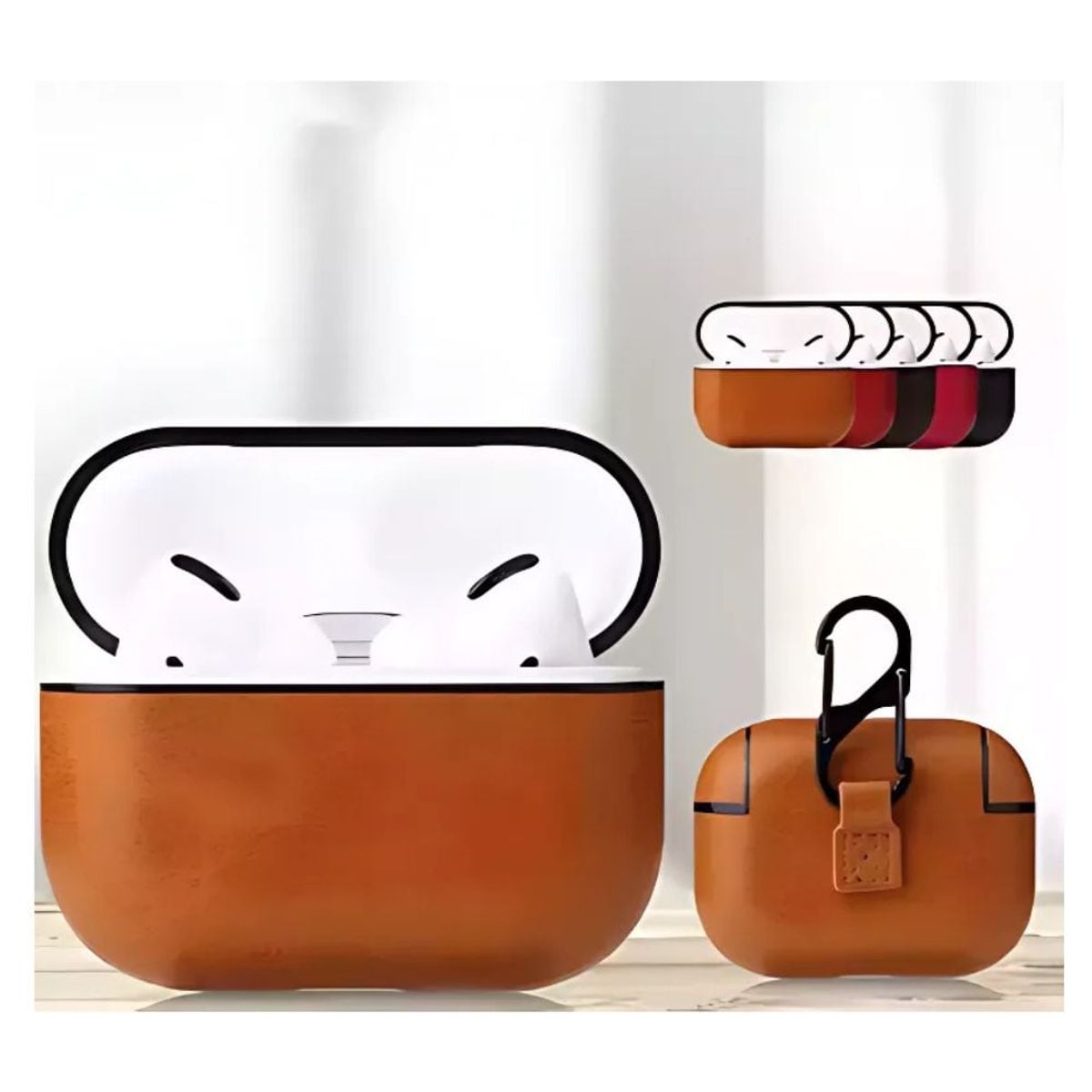 GENERICO - Funda Silicona para Air pods 2da Generacion Color Marron cuerina