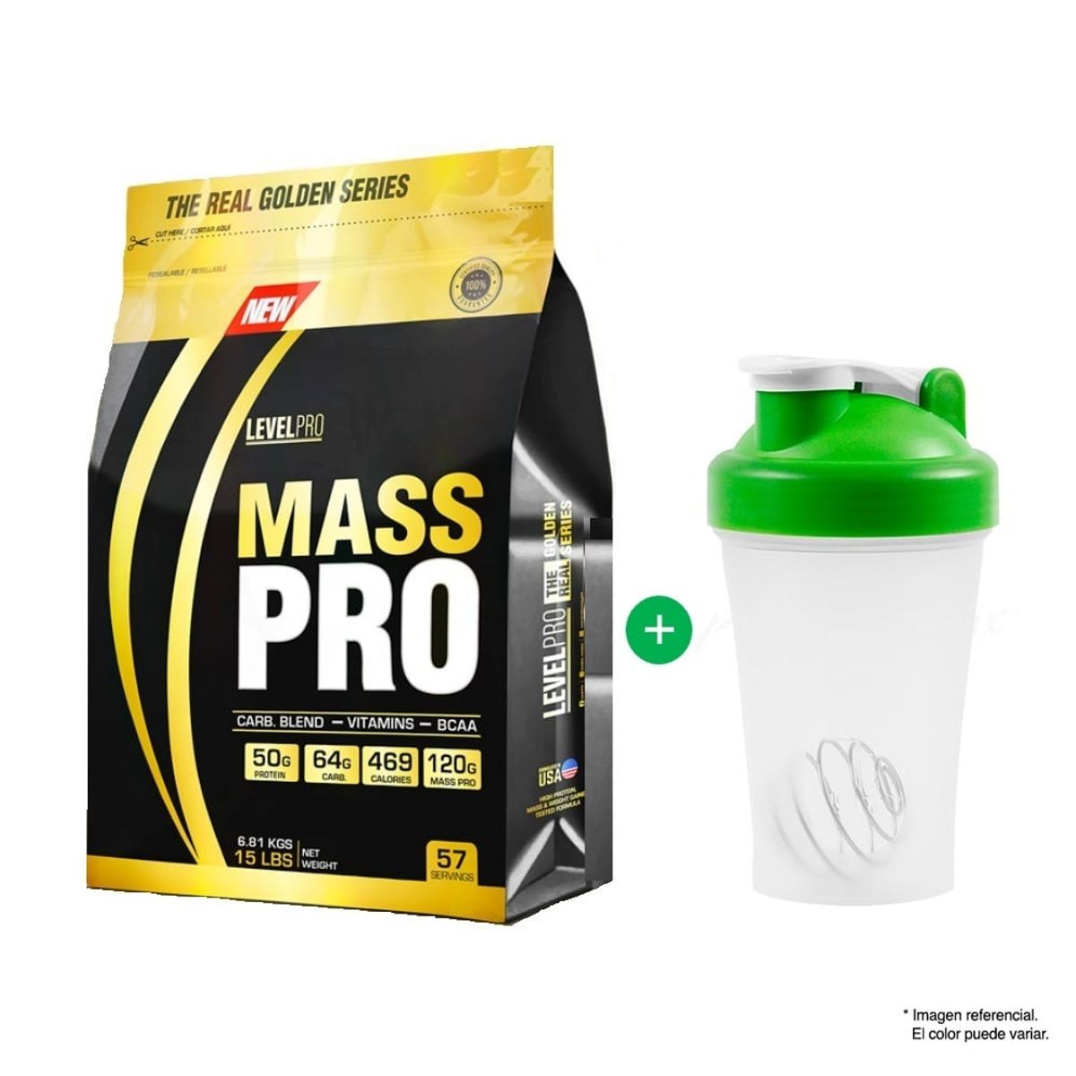 LEVEL PRO - Level Pro Proteína Mass Pro 15 lbs Chocolate + shaker
