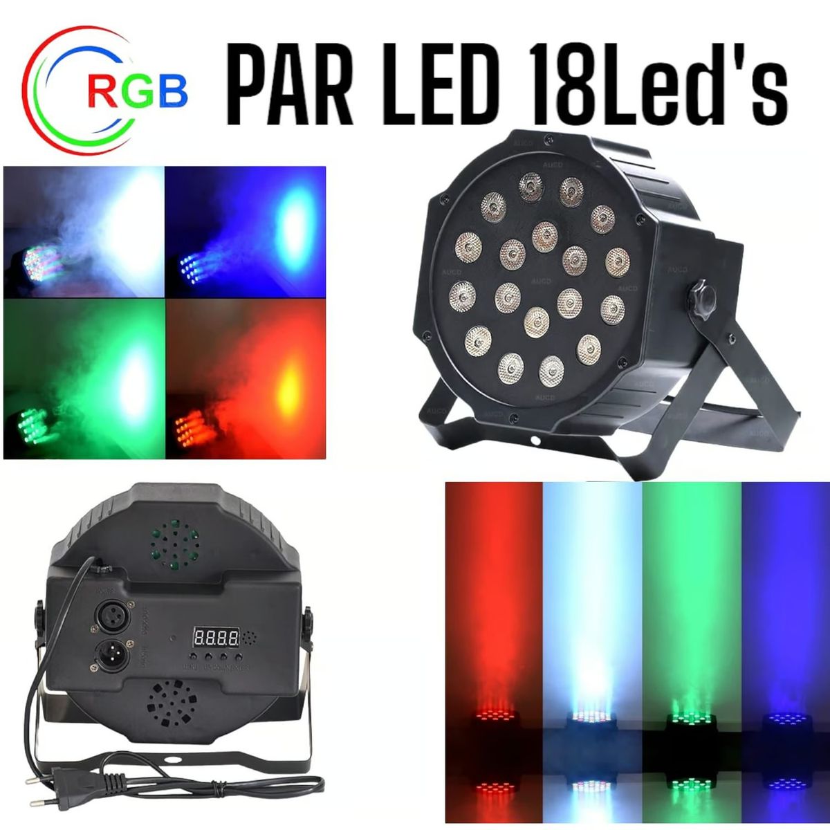 OEM - Par LED 18Leds de 3Watts de RGB AutoSound DMX520 Reflector Luces Color