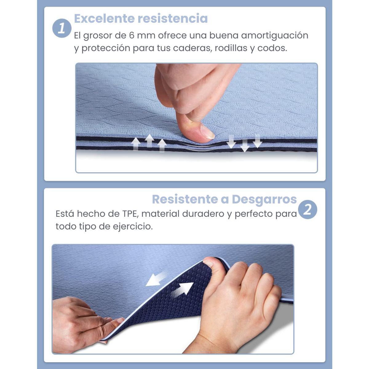 GENERICO - Colchoneta Mat de Yoga Antideslizante Azul Acero