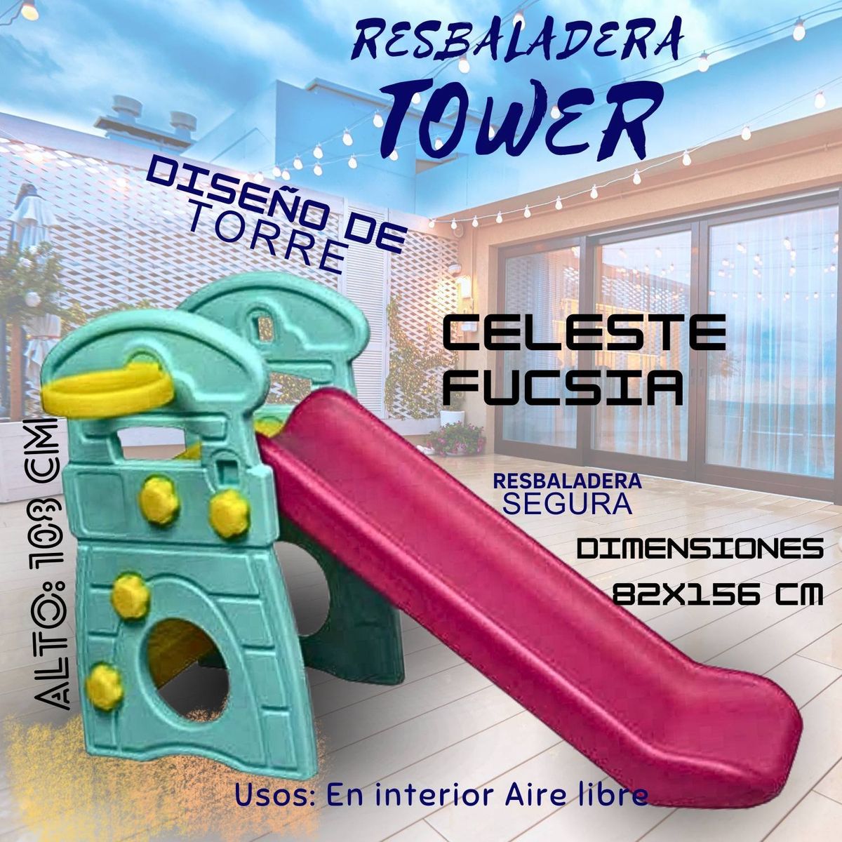 GENERICO - Juego Didactico Resbaladero Tower CelesteFucsia