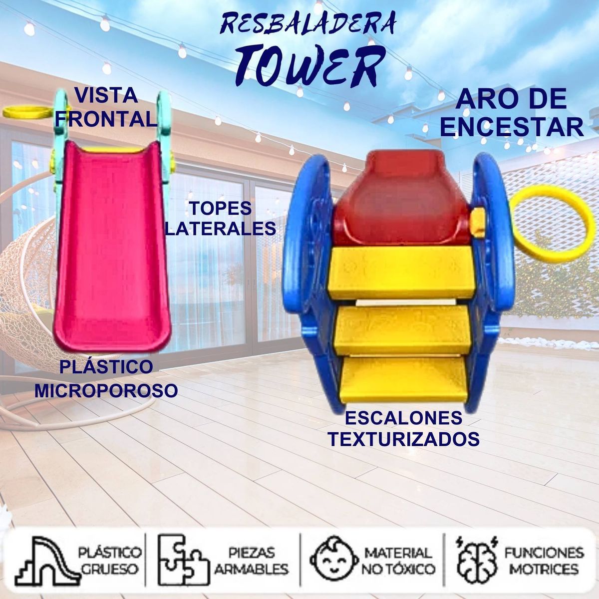 GENERICO - Juego Didactico Resbaladero Tower CelesteFucsia