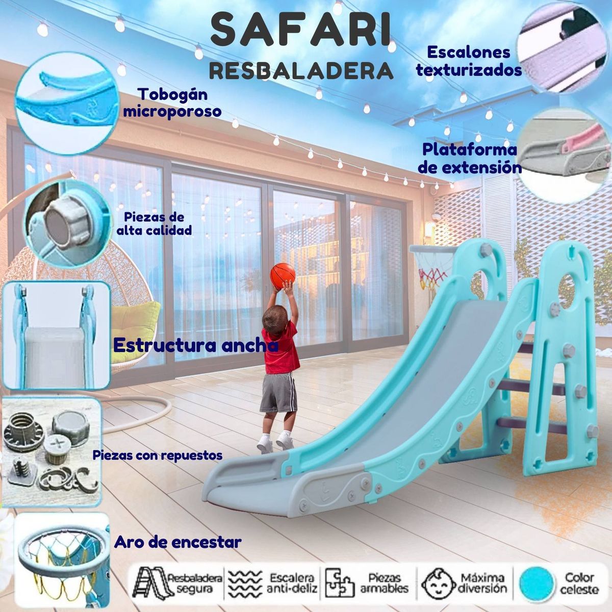 GENERICO - Juego Didactico Resbaladero Safari Celeste