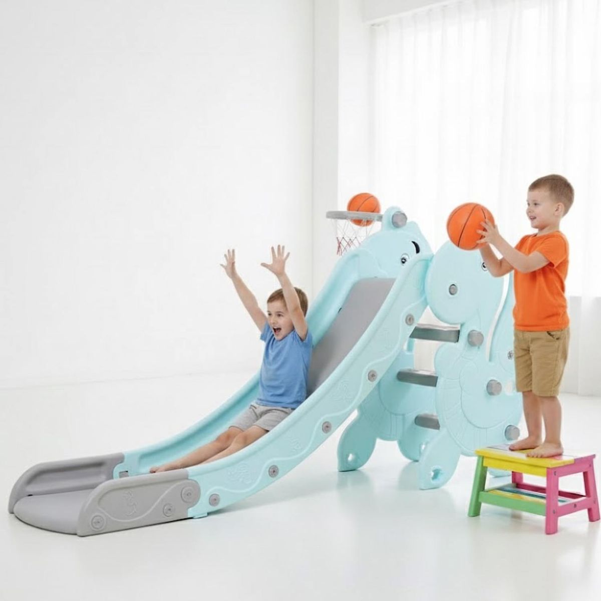 GENERICO - Juego Didactico Resbaladero Dinosauri Celeste
