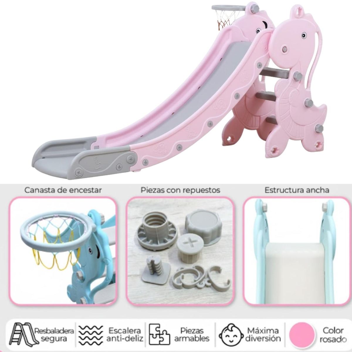 GENERICO - Juego Didactico Resbaladero Dinosauri Rosado
