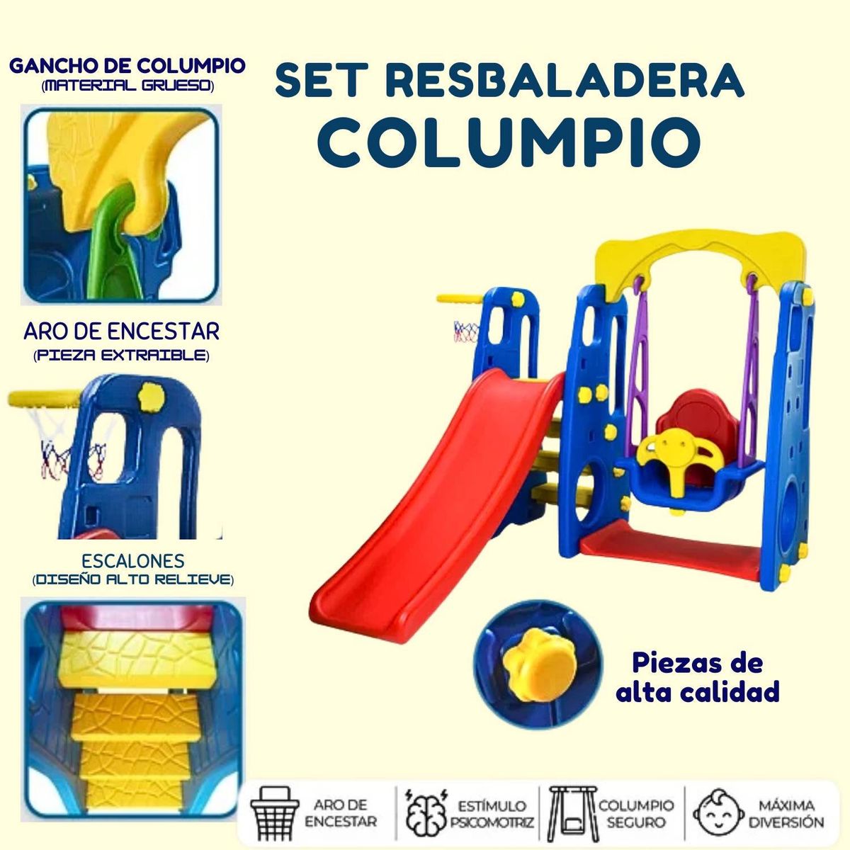 GENERICO - Set De Resbaladera Columpio Rojo Azul