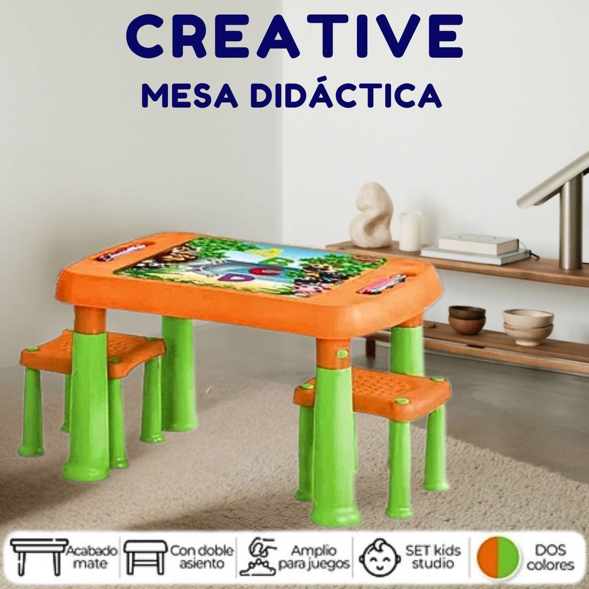 GENERICO - Mesa Creative Didactico Verde Naranja