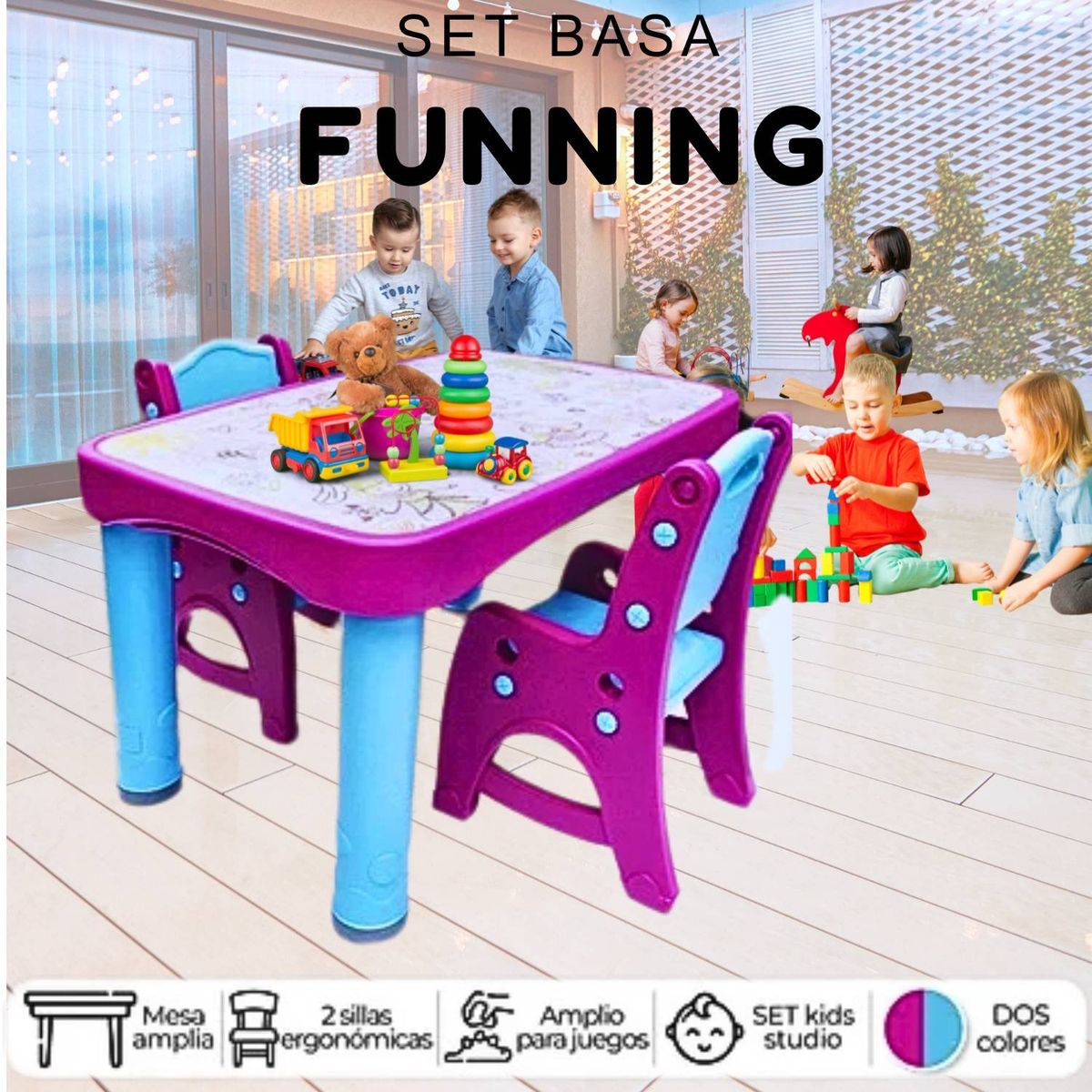 GENERICO - Set Didactico Basa Funning Celeste Morado