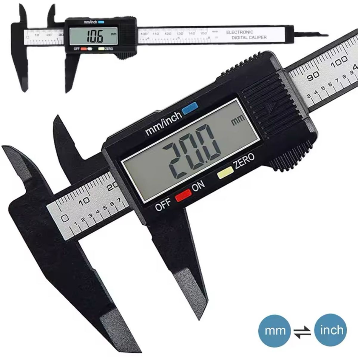 GENERICO - VERNIER CON PANTALLA 150 mm con 4 pilas de regalo