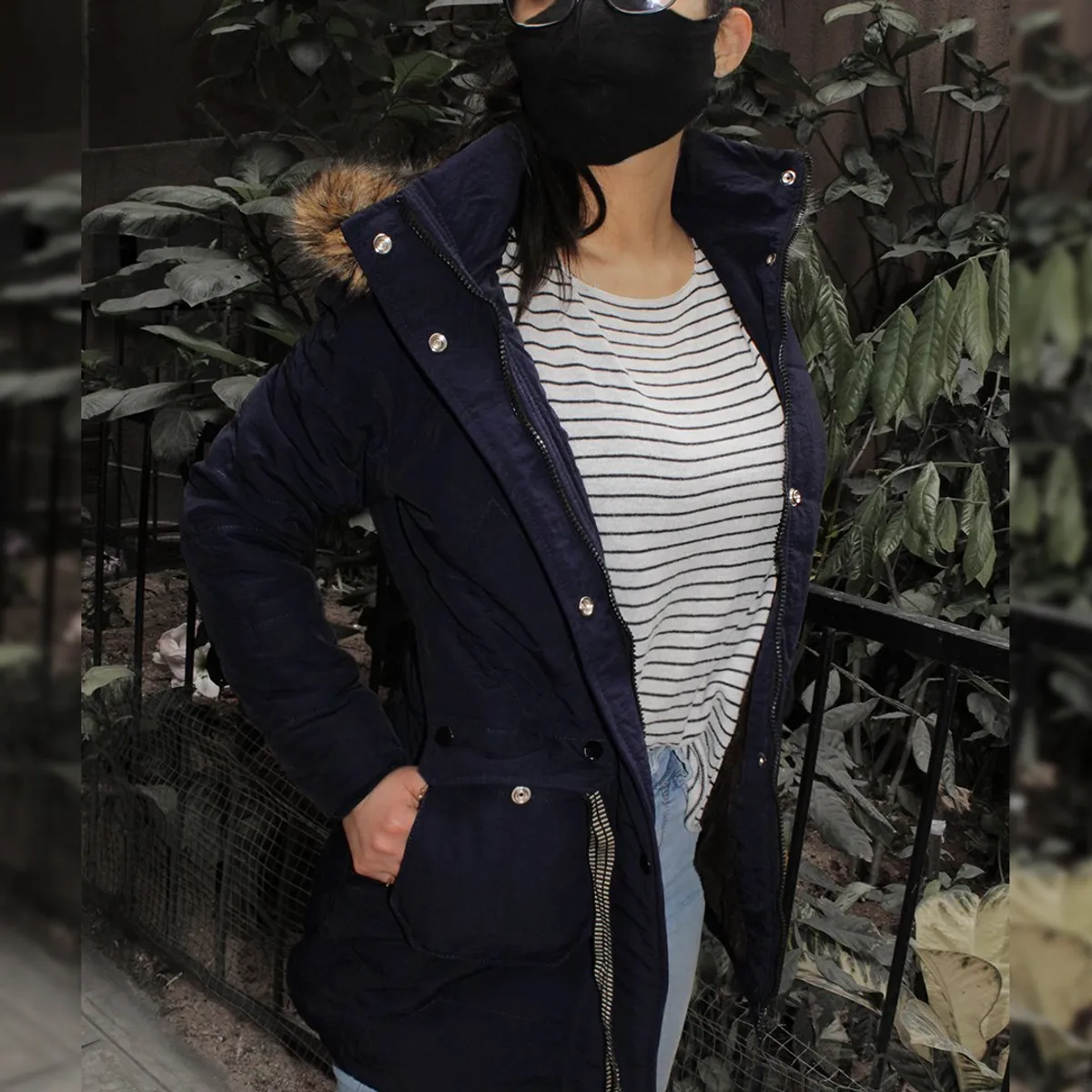 GENERICO - Casaca Parka Abrigo de Invierno para Mujer Negro