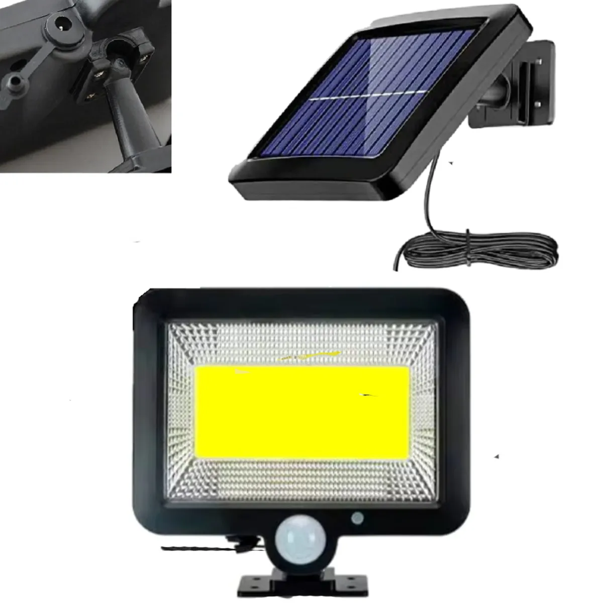 SEISA - Lampara Reflector Panel Solar para Exteriores cob Cable Luz LED