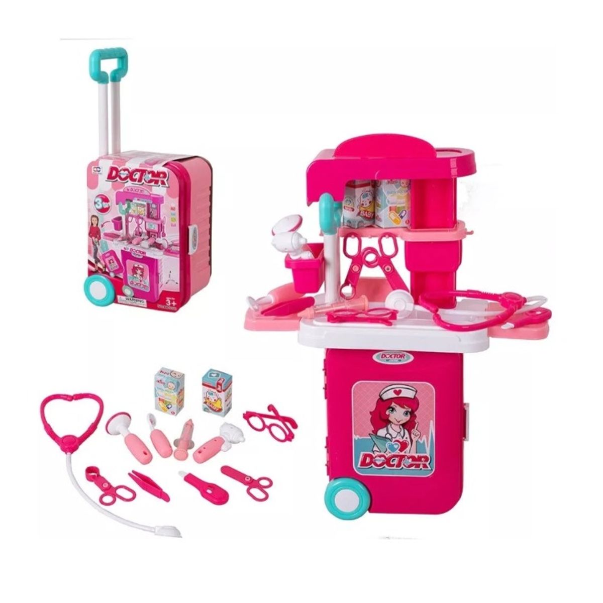 GENERICO - Juguete Maleta De Doctora Para Niñas 3 En 1 Con Accesorios