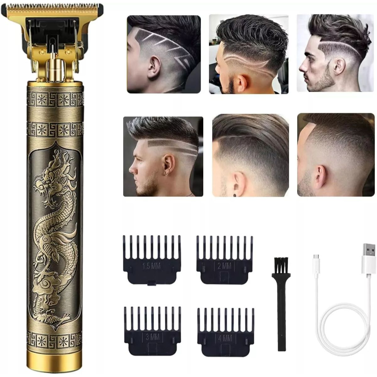 GENERICO - Cortadora Metal Diseño Cabello y Barba Trimmer Patillera Buda Dragón