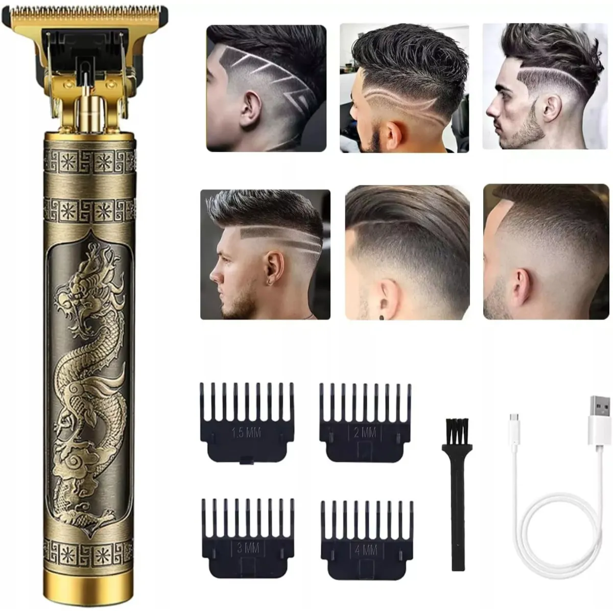 GENERICO - Cortadora Metal Diseño Cabello y Barba Trimmer Patillera Buda Dragón