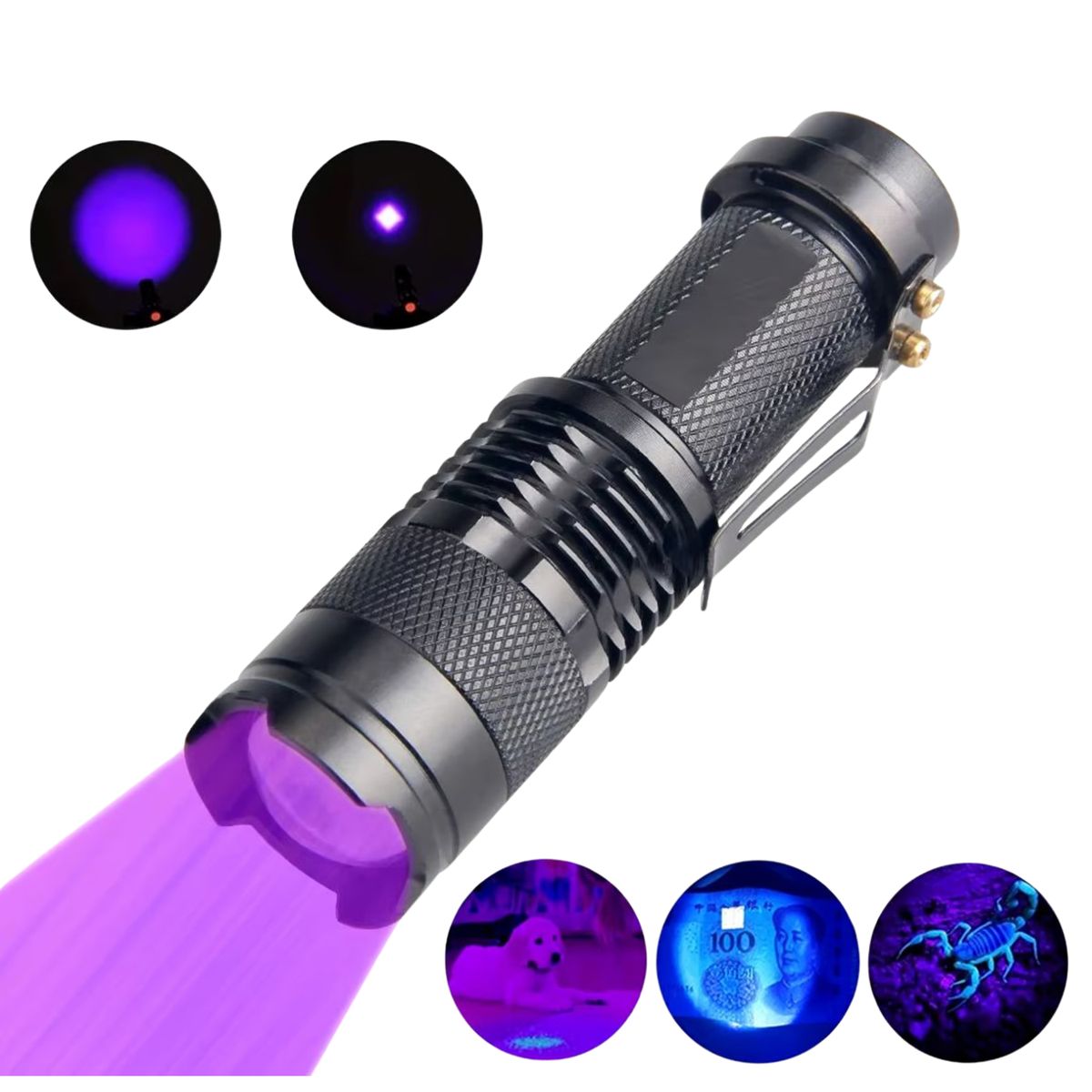 INTEC - Linterna Detector billetes Uv 395nm Luz ultravioleta Recargable