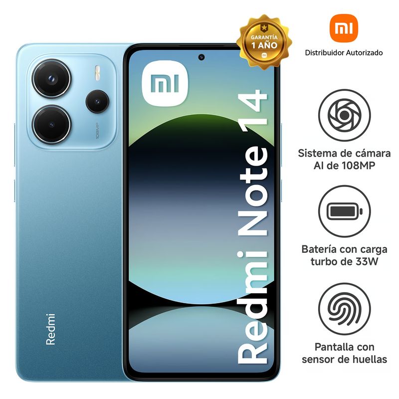 XIAOMI - XIAOMI REDMI NOTE 14 4G 8GB+256GB AZUL ENTREGA INMEDIATA