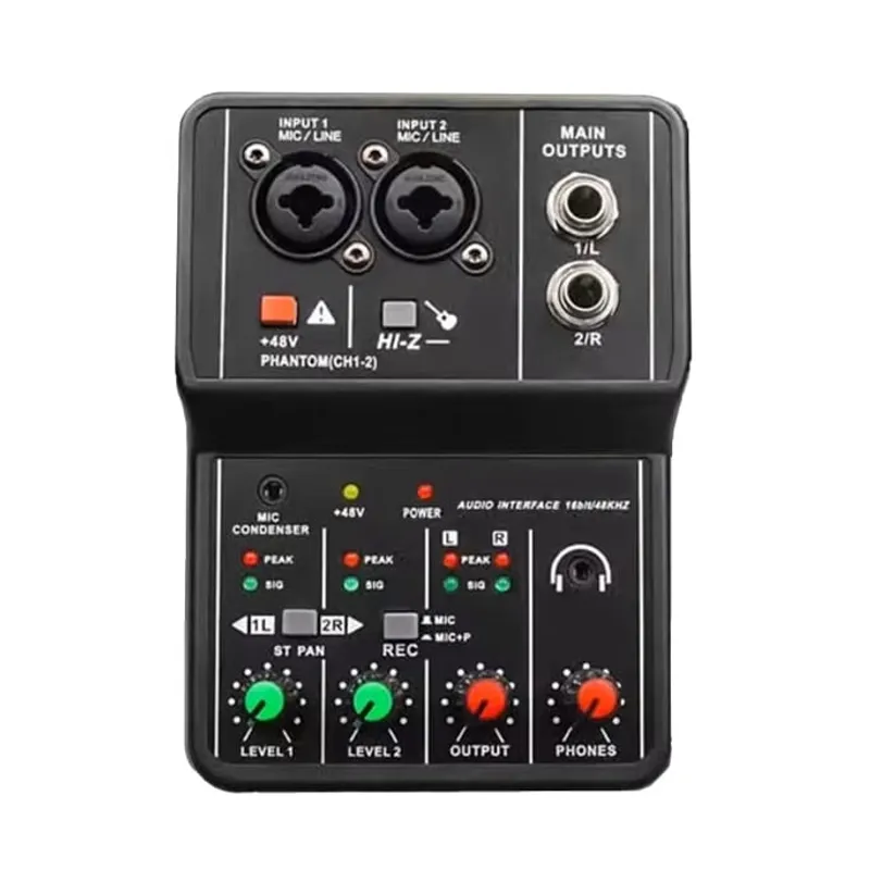 GENERICO - Mini mezcladora de audio profesional USB de 2 Canales