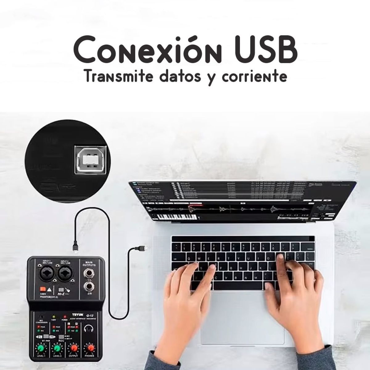 GENERICO - Mini mezcladora de audio profesional USB de 2 Canales