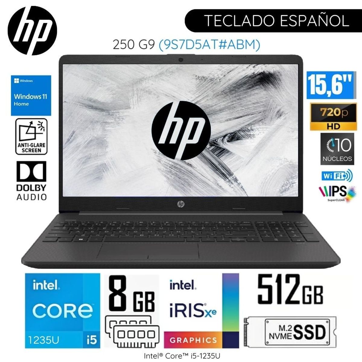 HP - Laptop HP 250 G9 (9S7D5AT#ABM ) Intel Core i5-1235U 8GB RAM 512GB SSD 15.6" HD
