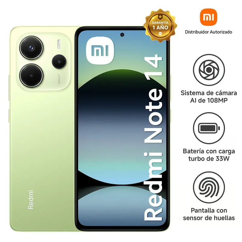 XIAOMI - XIAOMI REDMI NOTE 14 4G 6GB+128GB VERDE ENTREGA INMEDIATA
