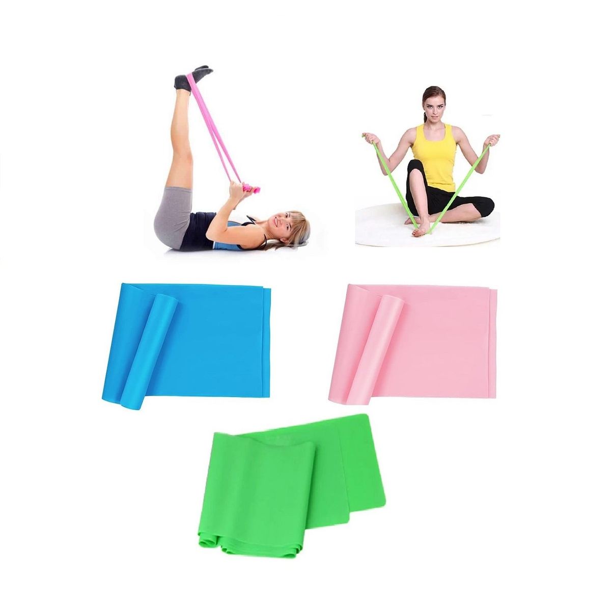 GENERICO - Bandas Ligas Elasticas Abiertas Pilates Set 3 Niveles