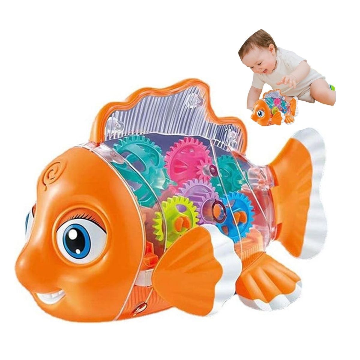 GENERICO - Juguete Pez Didactico Para Gateo Camina con Luces y Sonido