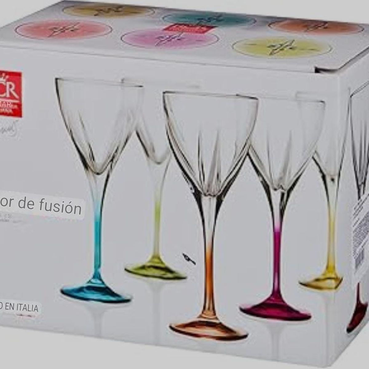 RCR  ITALIA - SET DE COPAS X 06 FUSION COLOR 2 AGUA 25 cl.