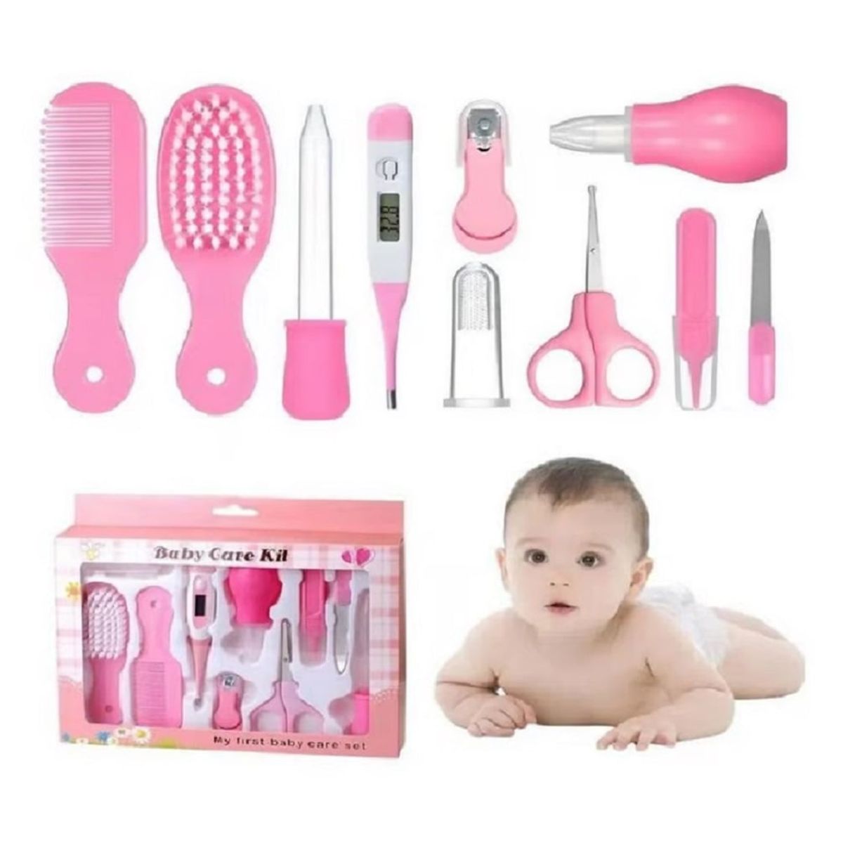 GENERICO - Set Baby Care Higiene para Bebes de  10 Piezas Rosado