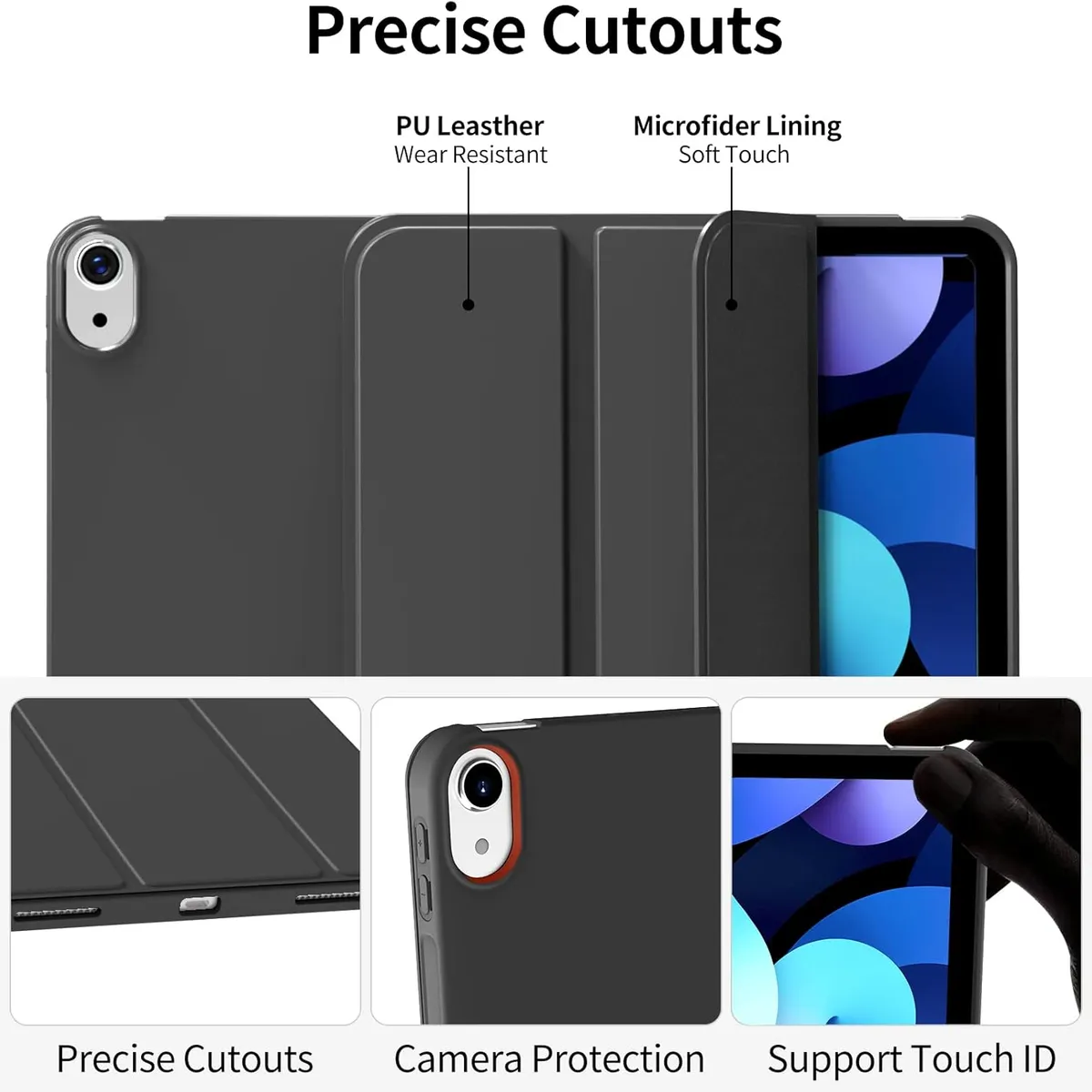 GENERICO - Funda Case Protector para iPad 10ma 11va Generación Porta Pencil NEGRO