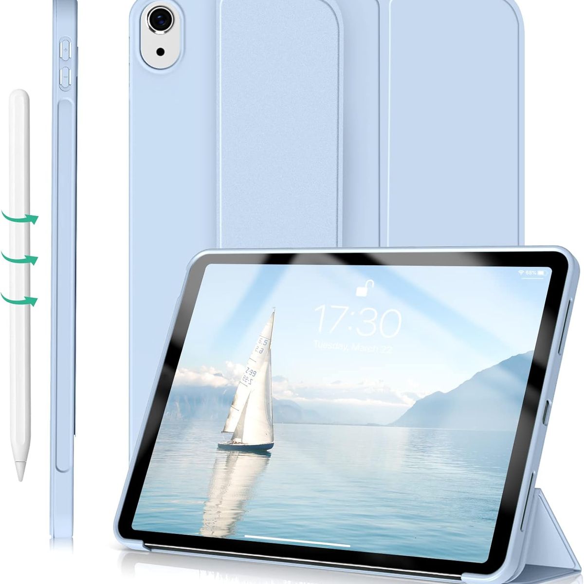 GENERICO - Funda Case Cover Para iPad 10ma Gen 10.9 (2022) Porta Pencil - CELESTE