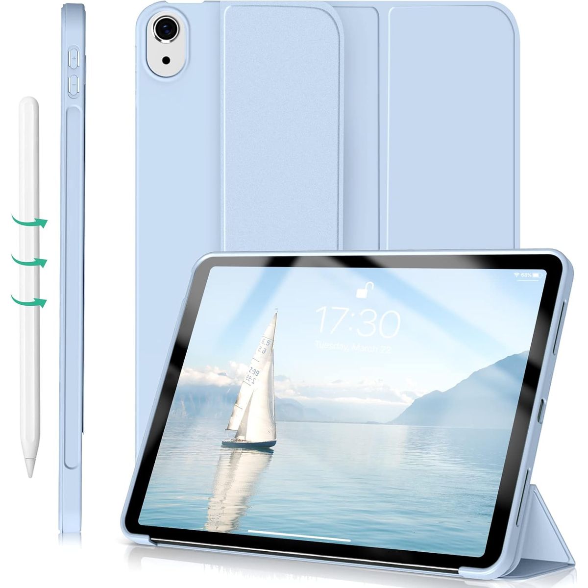 GENERICO - Funda Case Cover Para iPad 10ma Gen 10.9 (2022) Porta Pencil - CELESTE