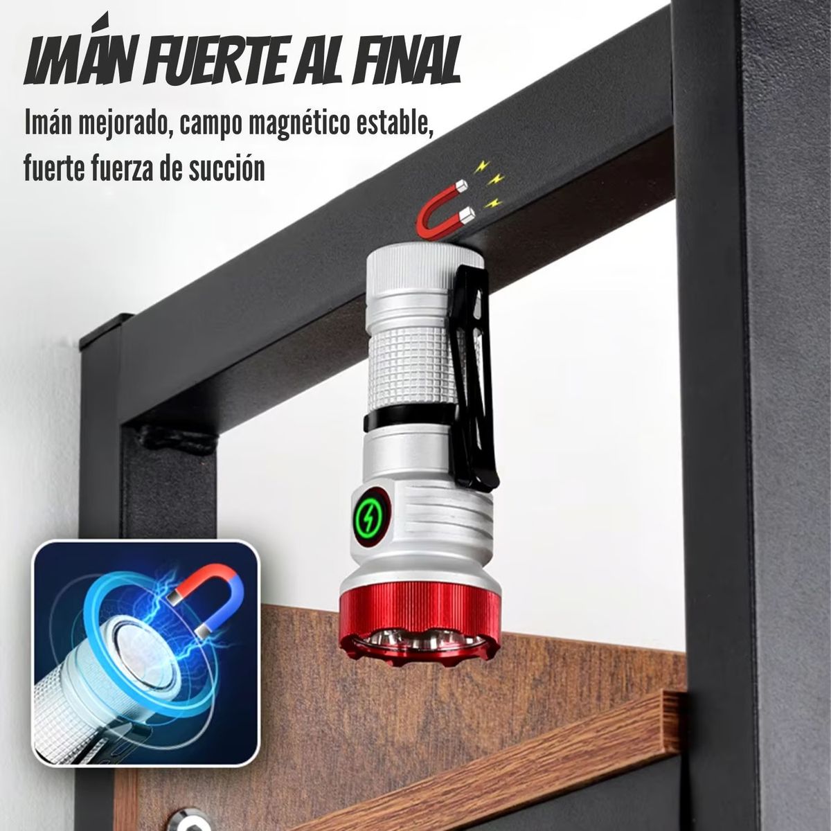 LIDIMI - Linterna LED Magnética Multifuncional con Luz UV y RGB Táctica