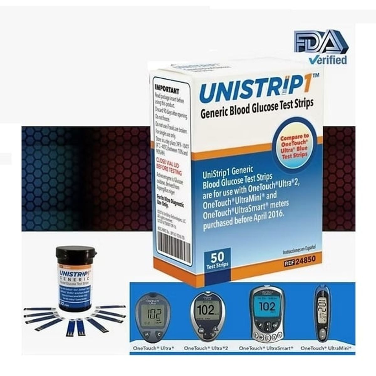 GENERICO - TIRAS REACTIVAS COMPATIBLES PARA ONE TOUCH ULTRA X 50 UNIDADES