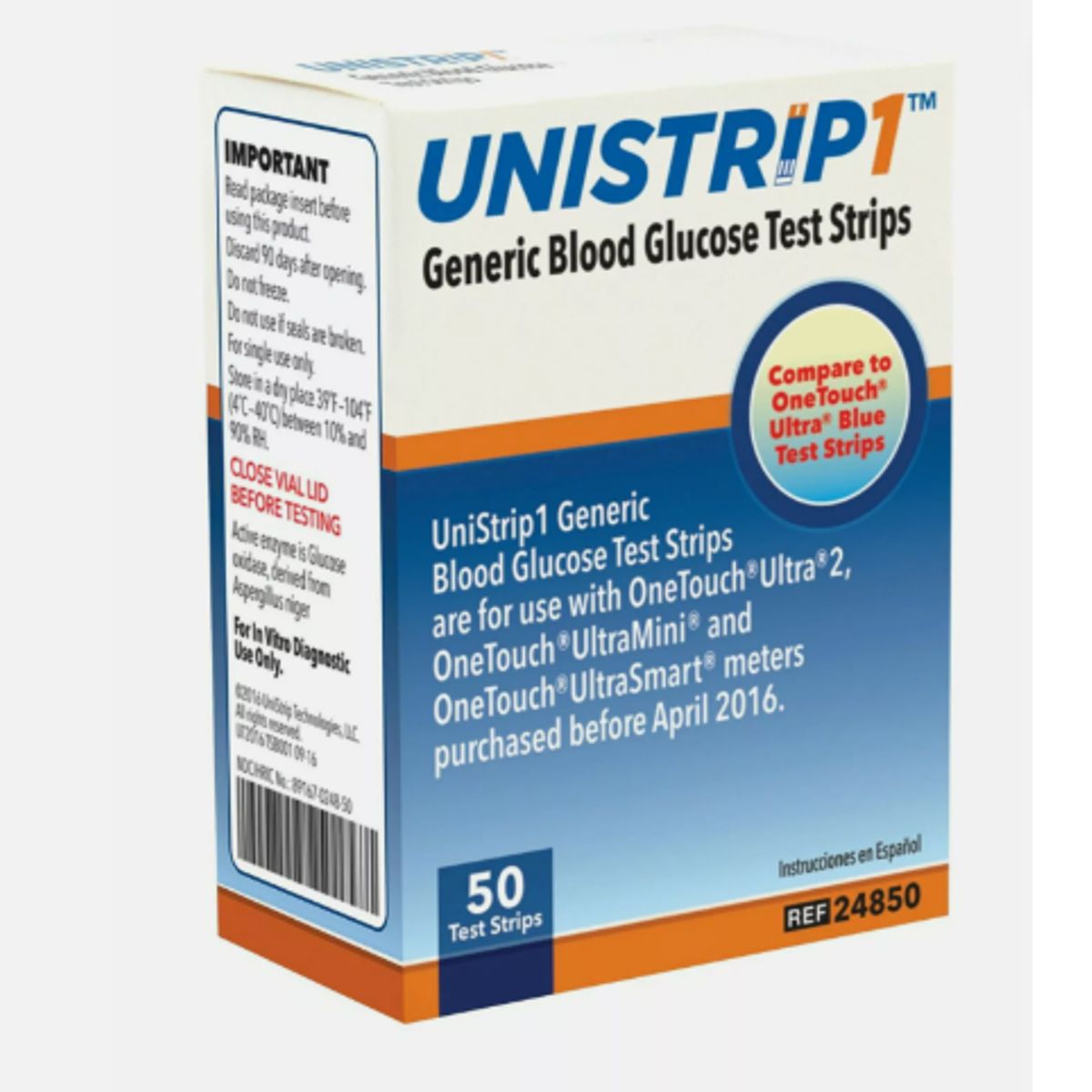 GENERICO - TIRAS REACTIVAS COMPATIBLES PARA ONE TOUCH ULTRA X 50 UNIDADES