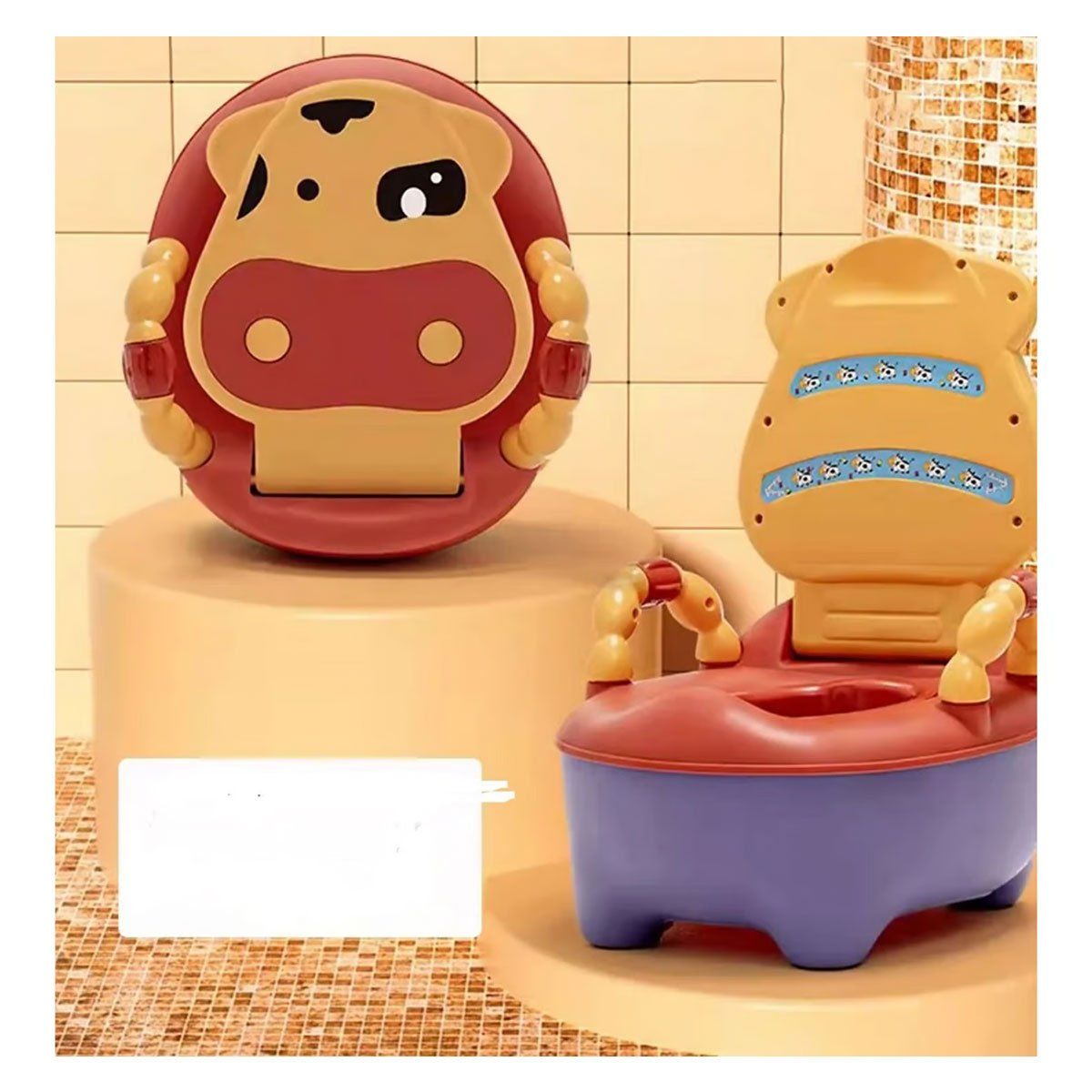 GRETAIL - Bacín Entrenamiento Inodoro Para Bebes Niños Vaquita Rojo