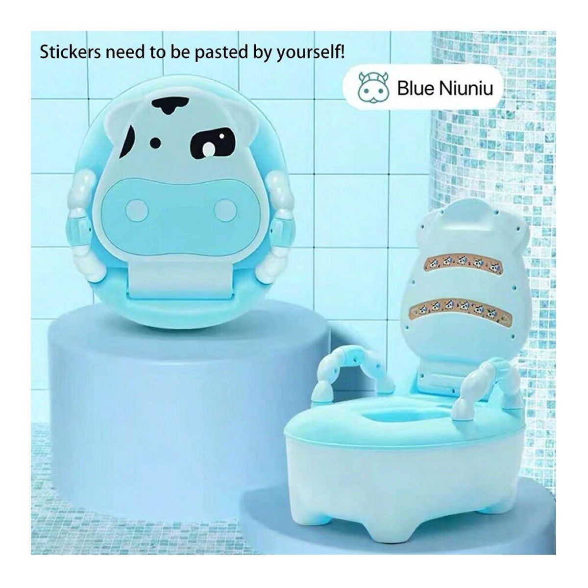 GRETAIL - Bacín Entrenamiento Inodoro Para Bebes Niños Vaquita Celeste