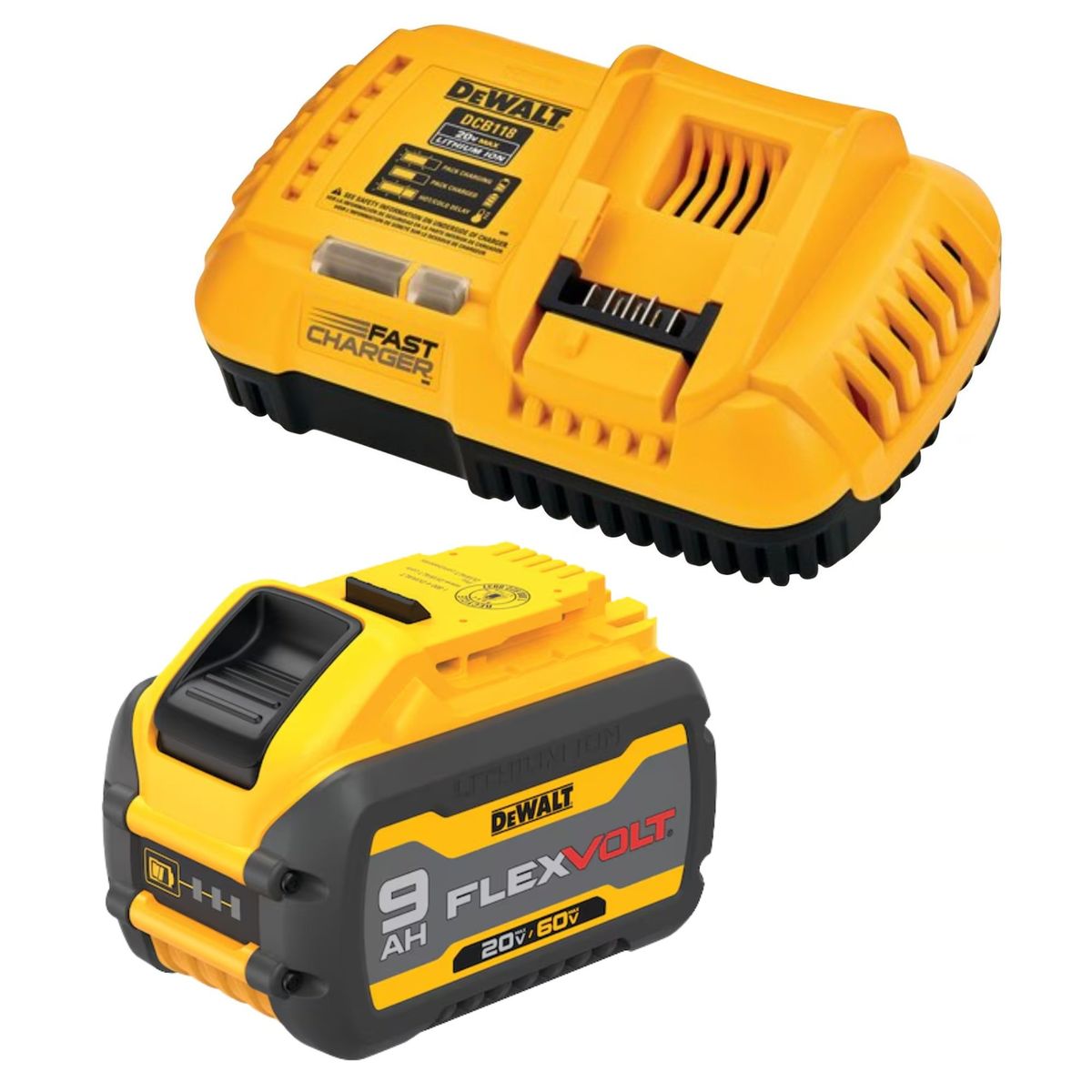 DEWALT - BATERIA 20V Y 60V 9A Cargador Rápido 20V 8A COMBO FLEXVOLT DEWALT