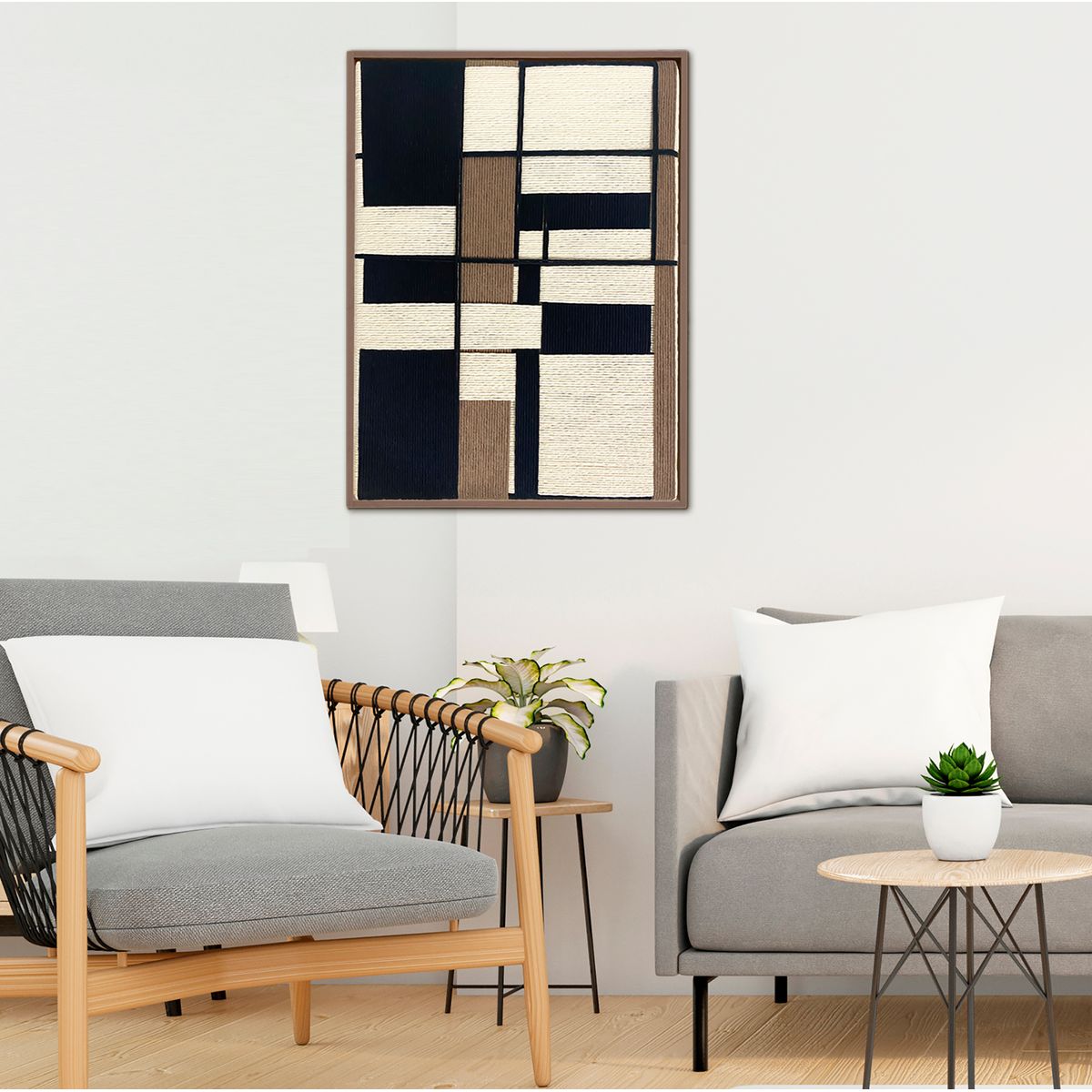 TEJICORP - Cuadro Helena lienzo trenzado con hilos de algodón